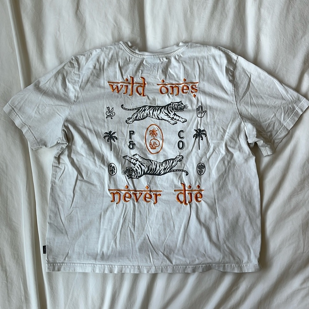 Wild Ones Graphic Tee - White with Orange & Black Print